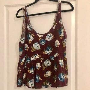 Forever 21 floral babydoll swing tank top with rose print